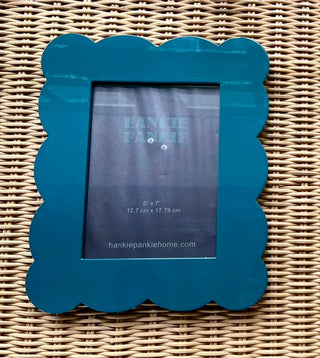 Blue Smoke Scalloped Lacquer Photo Frame