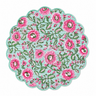 Blockprint Fabric Scalloped Placemats - Set of 4