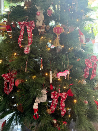 Decorated Christmas tree with various ornaments and lights