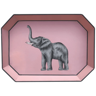 Handpainted pink and grey elephant Iron Tray les ottomans