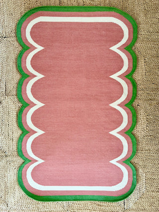 Scalloped Cotton Dhurrie Rug