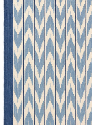 Powder Blue and Indigo Ikat Dhurrie Rug