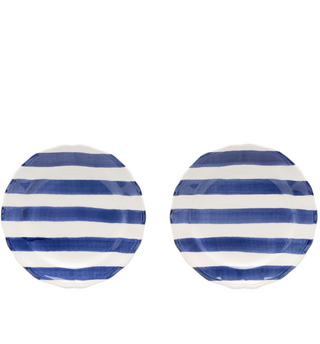 Striped Ceramic Plates - Set of 2