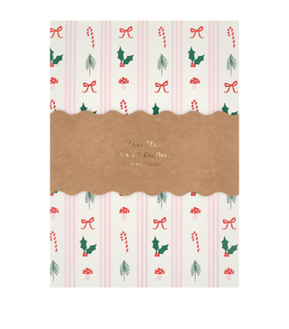 Festive Pattern Candles - Set of 8