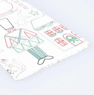 Coloring book with various shapes and designs on a white surface