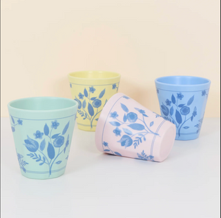 Vintage Botanical Reusable Cups - Set of 4