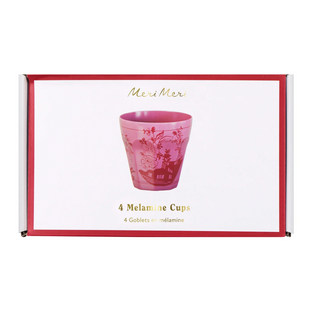Pink Vintage Botanical Reusable Cups - Set of 4