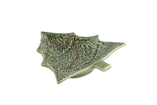bordallo pinheiro christmas tree bowl green tree with red baubles
