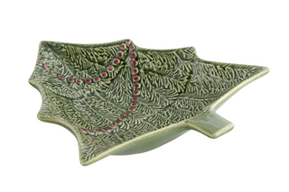 bordallo pinheiro christmas tree bowl green tree with red baubles 2