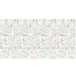 Patterned wallpaper with Christmas-themed icons on a white background