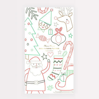 Coloring book with Christmas-themed illustrations on a white background