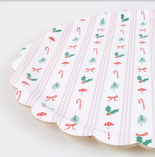 Decorative tray with Christmas-themed pattern on a white background