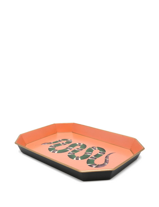 Hexagonal tray with a snake design on a white background