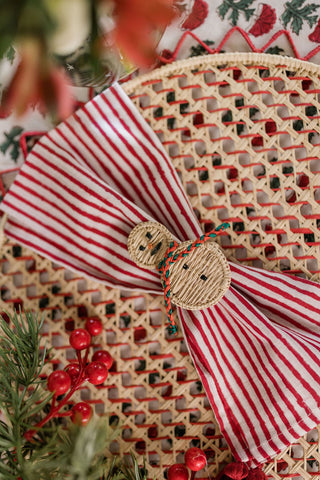 Cocktails and Candy Canes Napkin - Set of 8 Tasselled Napkins