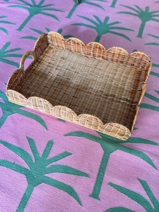 Scalloped Rattan Tray