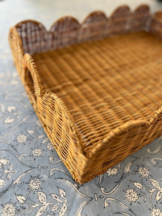 Scalloped Rattan Tray