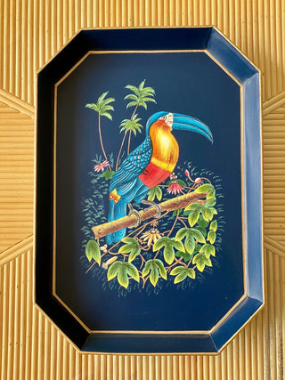 Handpainted Blue Hornbill Iron Tray