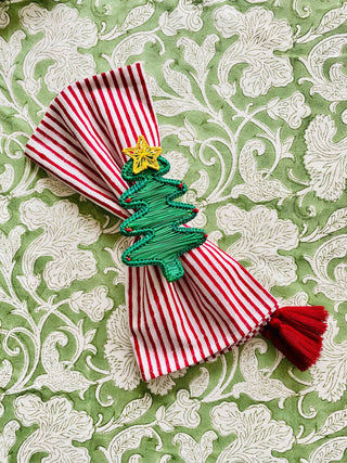 Cocktails and Candy Canes Napkin - Set of 8 Tasselled Napkins