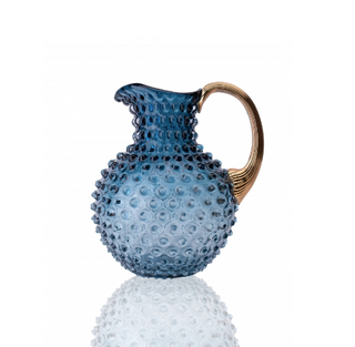 Blue Smoke and Gold Hobnail Jug