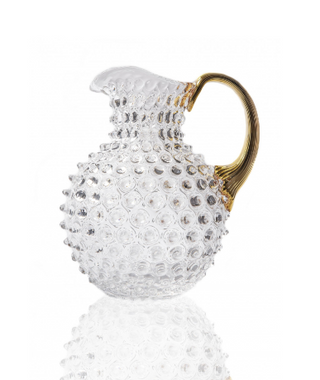 Crystal Clear and Gold Hobnail Jug